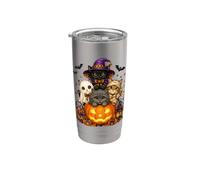 Cat Witch Mummy Ghost Kitten Pumpkin Halloween Spooky Season Gobelet isotherme en acier inoxydable double paroi