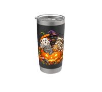 Cat Witch Mummy Ghost Kitten Pumpkin Halloween Spooky Season Gobelet isotherme en acier inoxydable double paroi
