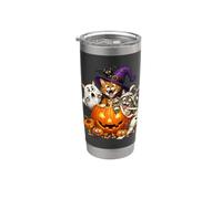 Cat Witch Mummy Ghost Kitten Pumpkin Halloween Spooky Season Gobelet isotherme en acier inoxydable double paroi