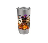 Cat Witch Mummy Ghost Kitten Pumpkin Halloween Spooky Season Gobelet isotherme en acier inoxydable double paroi
