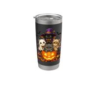 Cat Witch Mummy Ghost Kitten Pumpkin Halloween Spooky Season Gobelet isotherme en acier inoxydable double paroi