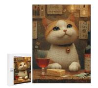 Cat with Cheese and Wine Puzzle 1000 Pièces Educa Jouet en Bois Cadeau Unique Décoration Intérieure Jeu Éducatif Challenge Toy Adultes Et Enfants À Partir De 14 Ans 500 PCS