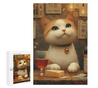 Cat with Cheese and Wine Puzzle 1000 Pièces Educa Jouet en Bois Cadeau Unique Décoration Intérieure Jeu Éducatif Challenge Toy Adultes Et Enfants À Partir De 14 Ans 1000 PCS