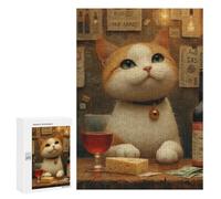 Cat with Cheese and Wine Puzzle 1000 Pièces Educa Jouet en Bois Cadeau Unique Décoration Intérieure Jeu Éducatif Challenge Toy Adultes Et Enfants À Partir De 14 Ans 300 PCS