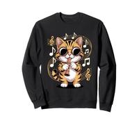 Cat with Sunglasses Playing Recorder Music Sweatshirt