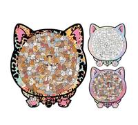Cat Wooden Puzzle - 135-Piece Colorful Animal | Shaped Jigsaw Cat Lovers, Educational Logic Game Family Game Nights, Durable Wooden Toy for Kids Adults Home Decor Preschool Kindergarten Learning