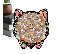 Cat Wooden Puzzle 135 Pieces - Challenging Precise Decor Toy, Cat Puzzle with Frame for Lovers, Adults Wall Shelf Home Family Friends, Essential Quality Wooden Craft, Fun Activity Decorative Displa