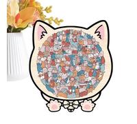 Cat Wooden Puzzle,135 Pieces Fun Challenging Precise Toy | 23.8x21.8x1cm Animal Shape Wood Cut Puzzles | Stylish Shelf Enhancement Toys for Lovers Adults Kids Wall Shelf Home Family Friends