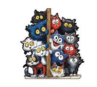 Cat Wooden Puzzle, 3D Irregular Realistic Toy with Colorful Design, Cat Wooden Jigsaw Puzzles for Adults, Fun Challenge Feature, Educational Tool, Decorative Accessory for Home Wall Shelf