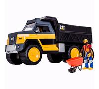 CAT Workforce Camion benne de 33 cm avec sons, lumières & détecteur de mouvements + 1 figurine & accessoires - 19 pièces