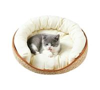 Cat Woven Cotton Rope Basket Nest Cushion Aesthetic Pet Lounger Bed Pad Handcrafted Durable Soft Portable Decor Modern Home Livingroom Indoor Outdoor Bedroom Window Floor Travel Resting Solution
