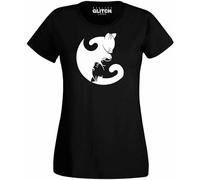 Cat Yin Yang Women's T-Shirt - Funny t Shirt Retro Fashion Animal Cute Pet Cool Black Manches Courtes(X-Large)