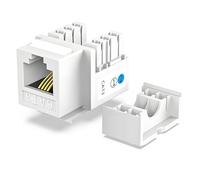 Cat3/CAT 5E/CAT 6 Adaptateur réseau Keystone Jack UTP non blindé Coupleur Ethernet 90 degrés Blanc (50 pièces Cat 3)