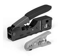 CAT5 CAT6 CAT7 Pass Through Crimper] Crimping Tool For Standard RJ45 RJ12 RJ11 Connectors CAT6a Shielded Modular Plugs(Black EZ Crimper)