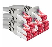 Cat6 Network Cable 10x 1m CAT6-Shielded SFTP-Patch Cable CAT.6 RJ45 Ethernet Cable DSL LAN Router Switch Modem Patch Panel-Grey-10 Pieces