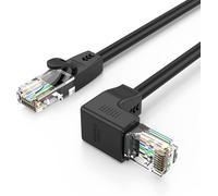 Cat6 Networking 90 Degree Angled LAN Cable (1m) RJ45 to Cat6 Ethernet,50"" Gold Plated Tilt Down Ethernet Cable-Black