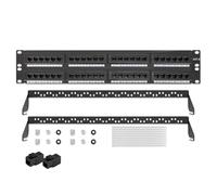 Cat6 Panneau De Brassage, Rj45 Port De CâBle RéSeau Prise Droite Cadre De Gestion De Cable, Transmission Stable à Grande Vitesse, Durable, pour Le Bureau Et L'Industrie Etc (48 Port 2U Rack)