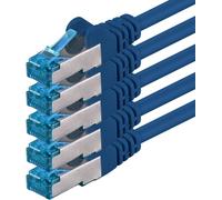 CAT6a Cat6 Cat6 10Gbps Network Cable 0.5 m blue - 5 pieces CAT 6a S-FTP double shielded