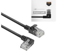 CAT6A Network Cable 90 Degree Left Angled U/UTP LSZH-Thin 3.6mm LAN Cable-Flexible Ethernet Cable with RJ45 Plug-For Use in Data Centers-1m to