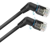 CAT6A U/FTP Network Cable,360 Degree Rotation,Slim Angled LAN Cable,1m