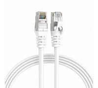 Elfcam - 15m Cat7 Câble Ethernet Rond, Diamètre Extérieur de 4,8 mm, Bande Passante de 600 MHz, Blindage U/FTP, 28 AWG, Cuivre pur, Convient pour Internet, Les PC et Les Routeurs, Blanc.