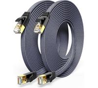 Cat7 Ethernet Cable 2m 2Pack, High Speed Network 10Gbps 600MHz Flat Nylon Weave Patch Cable STP Ethernet Cable RJ45 Compatible with Router Modem Switch TV Box PC PS/4/5