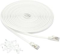 CAT7 RJ45 Flat Gigabit Ethernet Internet Network Cable 30 Feet White