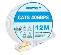 CAT8 Ethernet Cable 12M 40Gbps/2000Mhz High Speed Gigabit RJ45 LAN Internet Network Cable Cat-8 Flat Patch Cable Shielded Heavy