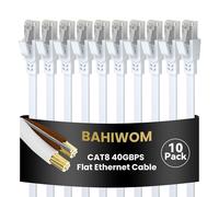 Cat8 Ethernet Cable 1m 10PCS 40Gbps 2000MHz High Speed Gigabit LAN Network Cable with RJ45 and Gold Plated Connector Internet Cable for Router, for Laptop, for TV - White