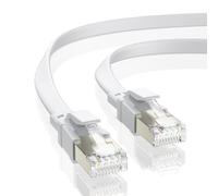 Cat8 Ethernet Cable 2m, 40Gbps 2000MHz LAN Gigabit RJ45 Gold Plated, Flat High Speed Router Patch Cable for Switch, Laptop, for TV -White