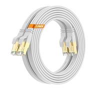 Cat8 Lot de 2 câbles Ethernet 40 m Câble patch pour réseau Internet blanc, conducteur solide, câble blindé et de mise à la terre, ligne LAN RJ45 Cat 8 plaqué or avec collier PS5 Xbox