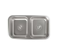 CATA - CB-2 - Évier - 45x78 cm - Double cuve carrée de 0,09 cm d'épaisseur et 20 cm de profondeur - Matériau en acier inoxydable - Installation dans des meubles de 90 cm