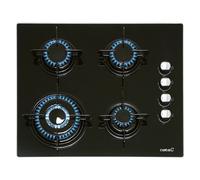 CATA CIB 6031 BK Plaque de cuisson au gaz 4 brûleurs 1 triple couronne Pour cuisinière à gaz naturel Largeur 59 cm Puissance totale de 8 Kw Tiges et brûleurs émaillés