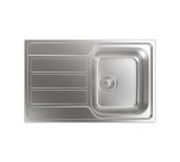 Cata Évier CDL 1 réversible avec cuve carrée avec égouttoir Profondeur de la cuve 18 cm Installation dans Un Meuble de 45 cm Base avec Fond Absorbant Valve Panier 3 1/2" Largeur 77 cm Couleur INOX