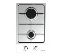 CATA GI 3002 BK Plaque de cuisson à gaz Acier inoxydable 2 brûleurs à gaz Allumage électronique Grille en fonte Préparée pour le gaz naturel Puissance 4kW Largeur 30 cm