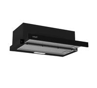 CATA Hotte aspirante TFB-5160 BK Panneau de contrôle mécanique 2 niveaux d'extraction Moteur extra silencieux Éclairage LED Installation facile Largeur 59,5 cm Consommation minimale 65 W Finition