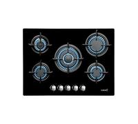 08046410 Plaque en Verre Modèle L 7005 CI 5 brûleurs Plan de Travail Naturel Injecteurs de gaz Butane Inclus Largeur de 70 cm