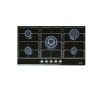 CATA LCI 9041 BK Table de Cuisson à Gaz 5 Brûleurs En Fonte Allumage Électronique Soupapes de Sécurité Préparée Pour le Gaz Naturel Puissance 11kW Couleur Noire 87 cm