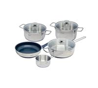 Cata New York Ensemble de 5 poêles et casseroles Couvercles en Verre Conception Pratique pour Le Lavage Adapté au Lave-Vaisselle Matériau en Acier Inoxydable
