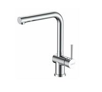 CATA Robinet de cuisine CSA Chrome/D mitigeur bec bas rotatif à 360° Acier inoxydable Aérateur anticalcaire Cartouche céramique Ouverture à froid Réducteur Débit 5L Connexion flexible Finition inox