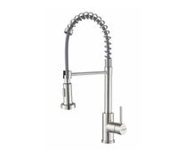 CATA Robinet de cuisine XPB/A bec monocommande haut rotatif à 360° en acier inoxydable Pêche Aérateur Fonction douche anticalcaire Cartouche céramique Ouverture à froid Réducteur Débit 5L Finition