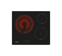 CATA - TD 6003 BK - Plaque vitrocéramique - Noire - 3 zones de cuisson Haute Lumière - 9 niveaux de puissance réglables - Commande tactile avec avertisseur sonore - Puissance 5,4 kW - Largeur 59 cm