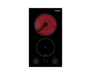CATA - VI 302 BK - Plaque vitrocéramique - Couleur noire - 2 zones de cuisson Haute Lumière - 9 niveaux de puissance réglables - Commandes mécaniques - Puissance 3 kW - Largeur 30 cm