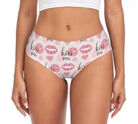CaTaKu Sous-vêtements pour femme Kiss Me Hearts Rose Slip Cheeky Hipster Bikini Culotte pour femme, multicolore, Medium