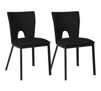 CATALIA - Lot de 2 Chaises Noires Métal et Simili -