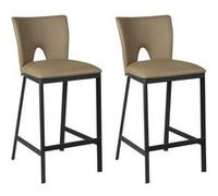 CATALIA - Lot de 2 Tabourets Métal Noir et Simili Taupe - Altobuy Marron