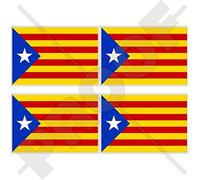 CATALOGNE Indépendance Catalane Drapeau Bleu ESPAGNE Estelada Blava Espagnol, 50mm Vinyle Autocollants, x4 Stickers