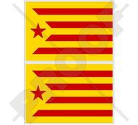 Catalogne Indépendance Catalane Drapeau Rouge Espagne Estelada Vermella Espagnol, 100mm Vinyle Autocollants, x2 Stickers