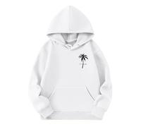 Catalogue Produit Girls Hoodies & Sweatshirts - Sweat-Shirt décontracté à Capuche pour Adolescents avec Poche imprimé Palmier et Couleur Unie Ajustement Confortable Polyvalent pour (White, 3-4 Years)
