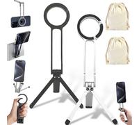 Cataloguesub Ma38 Magnetic Phone Tripod for iPhone, Naturaltly Magnetic Phone Tripod for iPhone, with Double-Sided Strong Magnetic,1/4'' Locating Hole, Foldable Hook (2pcs)